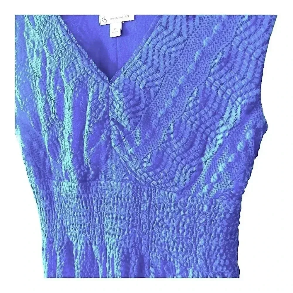 Periwinkle Blue Knit Lace Dress by DB - Picture 3 of 3